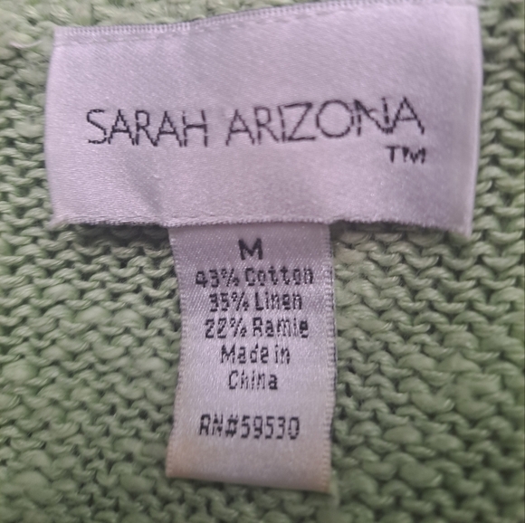 Sarah Arizona Linen Blend Lime Green Sweater Size M - Picture 6 of 9